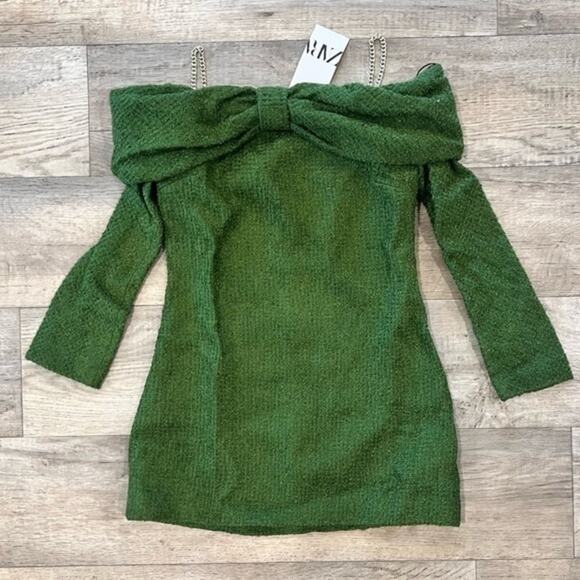 ZARA BLOGGER FAVE!!! Textured Dress with Bow NWT - Picture 15 of 16